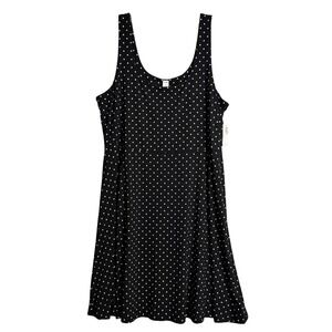 New Old Navy Sleeveless Fit And Flare Mini Dress Women XL Black Polka Dot Preppy